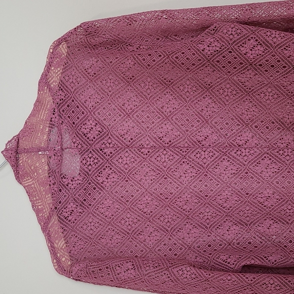 Free People Sweet Memories Lace Turtle Neck Top Rose - Picture 6 of 9